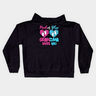 Pink Or Blue Grandma Loves You Gender Baby Reveal Party Kids Hoodie